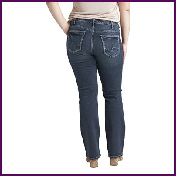 Plus Size Mid Rise Slim Bootcut Jeans, Stretch Denim, Figure Flattering Fit - Picture 3 of 8